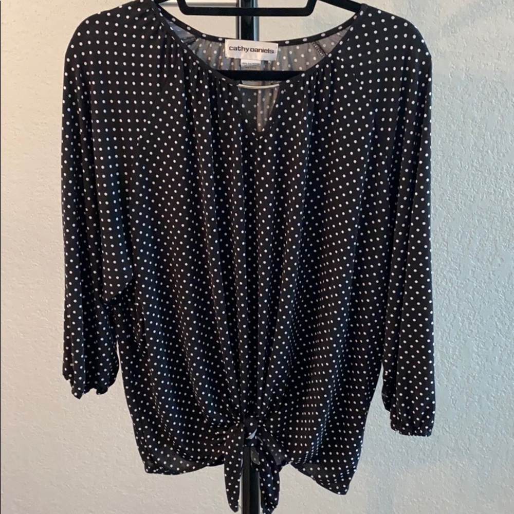 Cathy Daniels polka dot blouse with tie